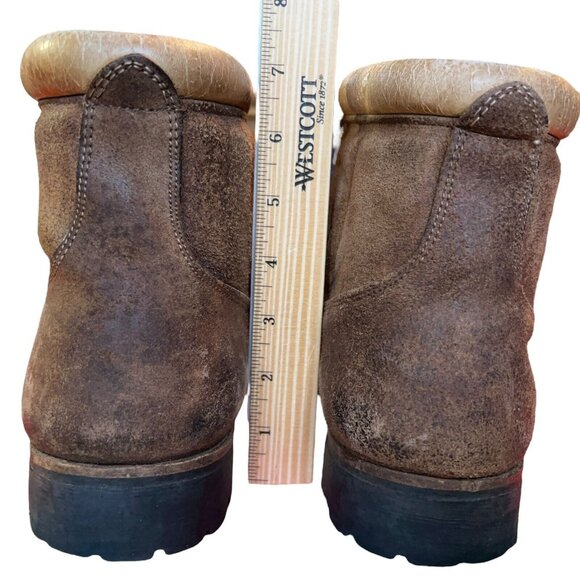 Vintage Vasque Brown Suede Leather Hiking Mountaineering Boots Men 14 Italy 7506 main image 14